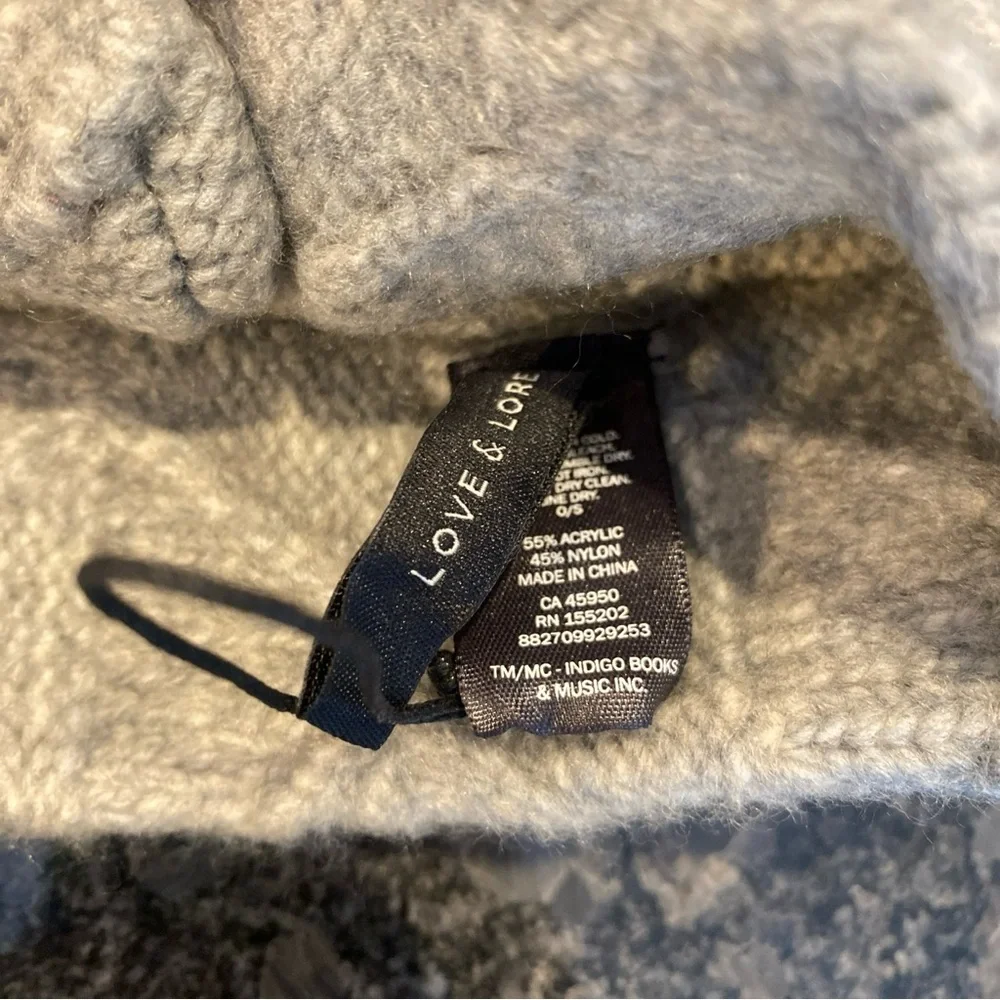 Love & Lore Mitts Head Band Gray 100% Recycled Materials O/S Winter Sherpa NWT